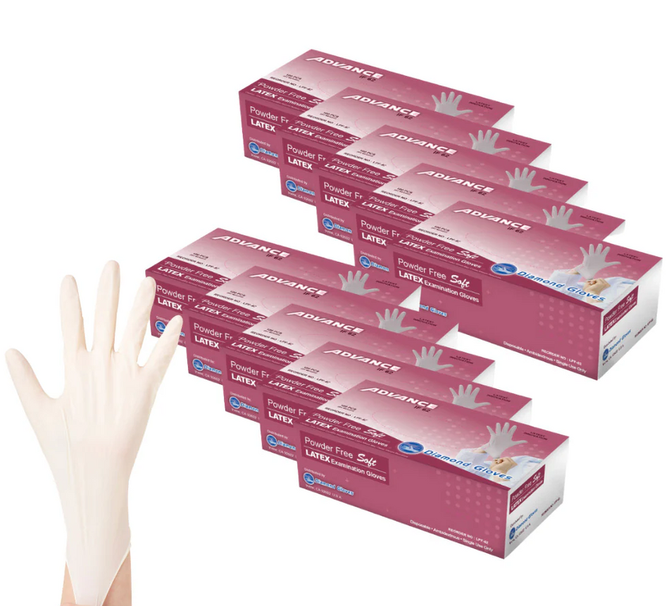 Advance IF62 Latex Exam Gloves Small Powder-Free (1000/Case) | DoctorSupplies.com