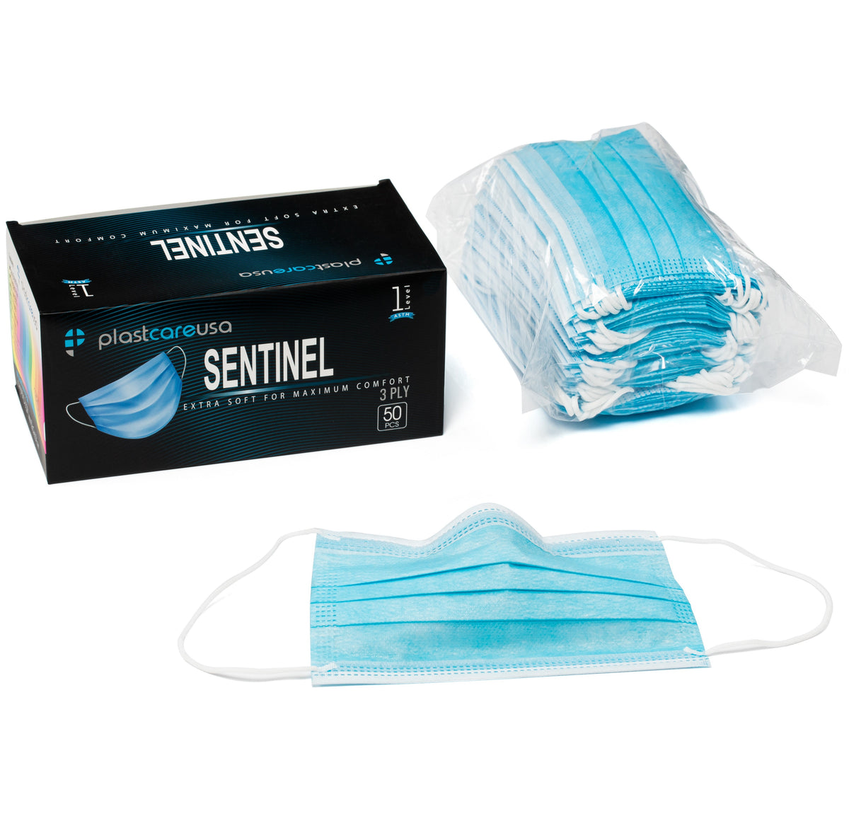 ASTM Level 1 Blue Surgical Earloop Mask by PlastCare USA (50) | DoctorSupplies.com