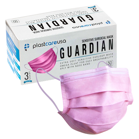 4-Ply ASTM Level 3 Surgical Masks (Pink) Box of 50 by PlastCare USA - My DDS Supply