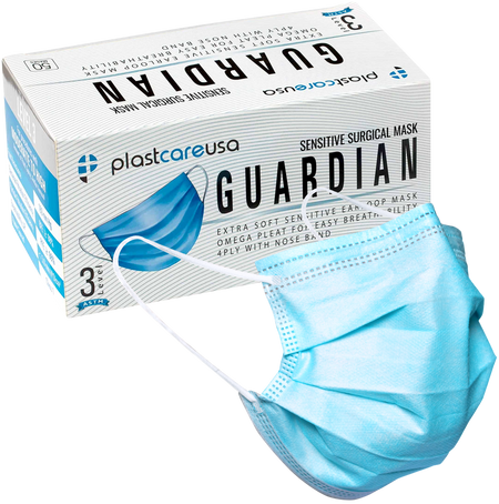 4-Ply ASTM Level 3 Surgical Masks (Blue) Box of 50 by PlastCare USA | DoctorSupplies.com