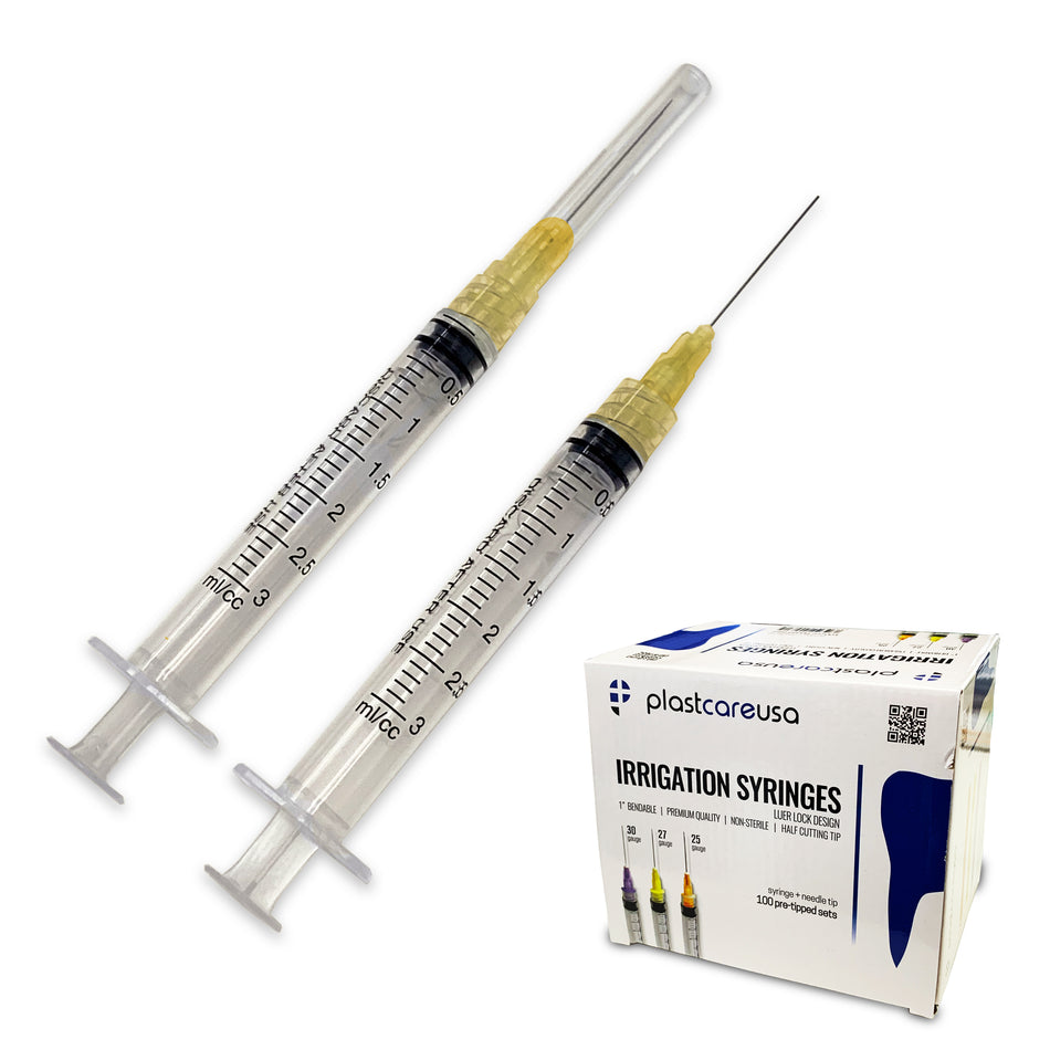 25 x 3cc 25 Gauge Irrigation Syringes & Tips, Orange (1 Bag) - My DDS Supply