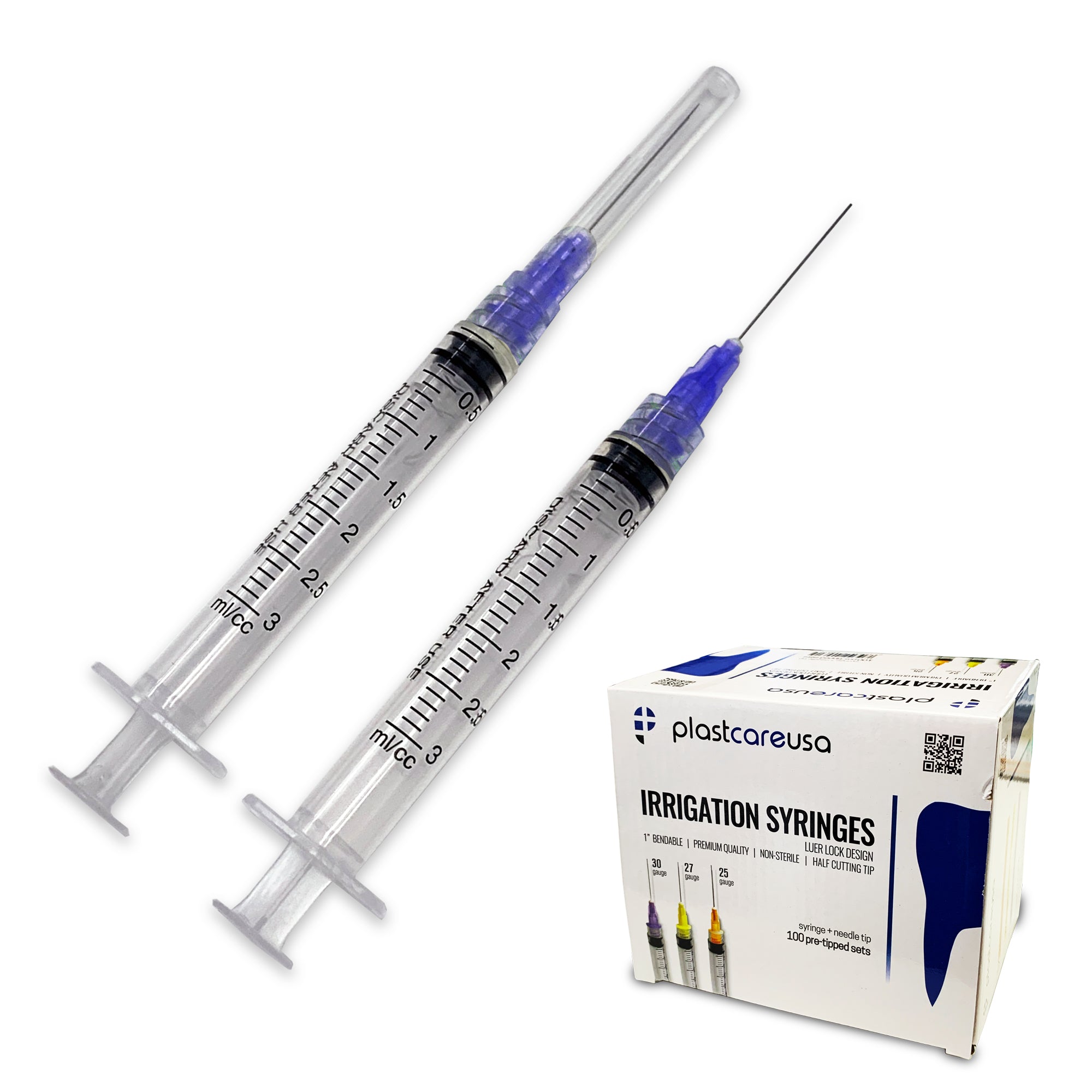 3cc 30 Gauge Irrigation Syringes Purple Tips - 100/Box | PlastCare | DoctorSupplies.com