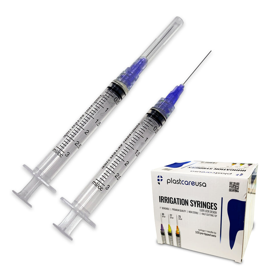100 x 3cc 30 Gauge Irrigation Syringes & Tips, Purple (1 Box) - My DDS Supply