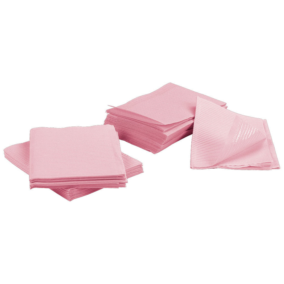 500 Pink 3-Ply 13x18 Dental Patient Towel Bibs (Case of 500) by PlastCare USA - My DDS Supply