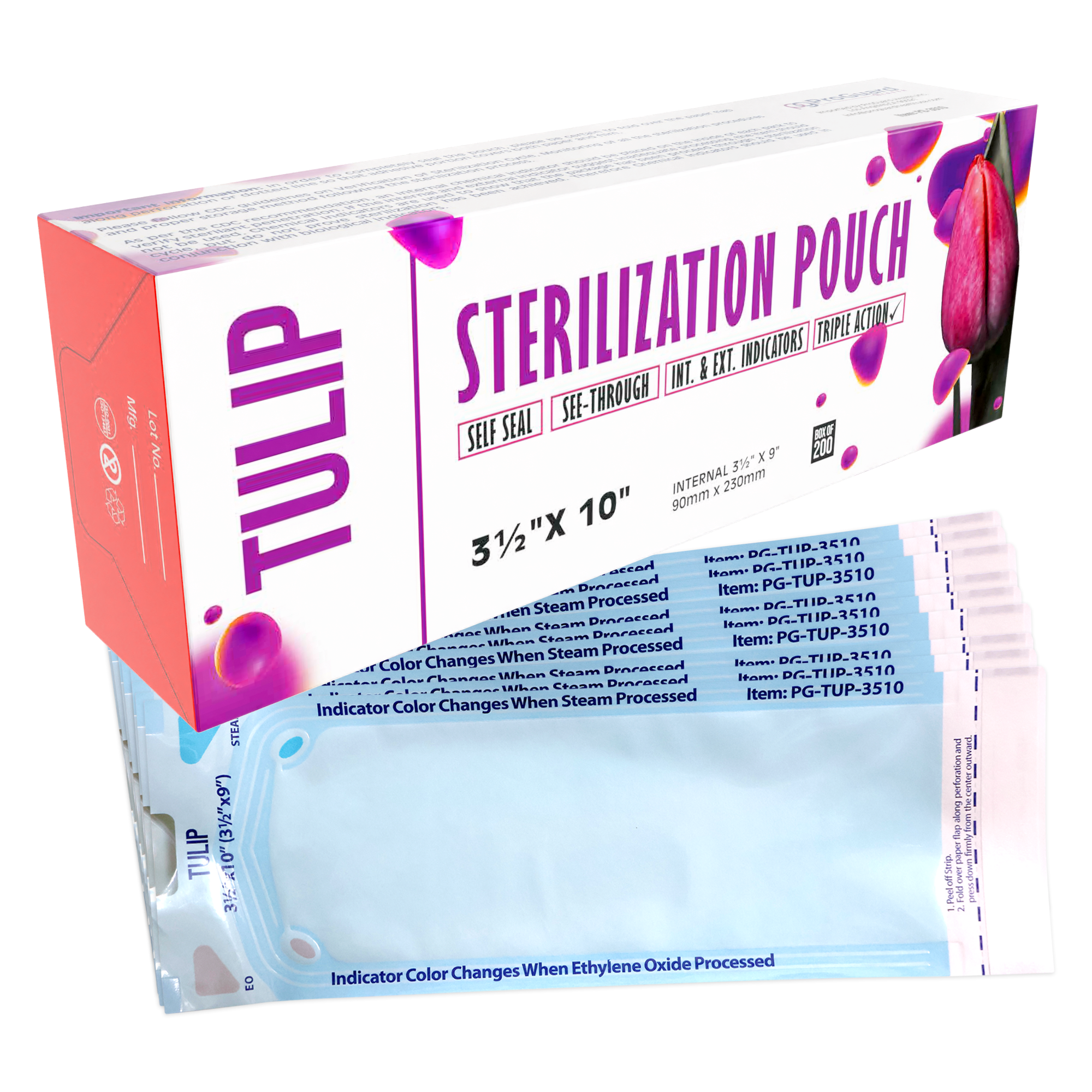 TULIP Self-Sealing Sterilization Pouches 3.5x10 - 200 Count | DoctorSupplies.com