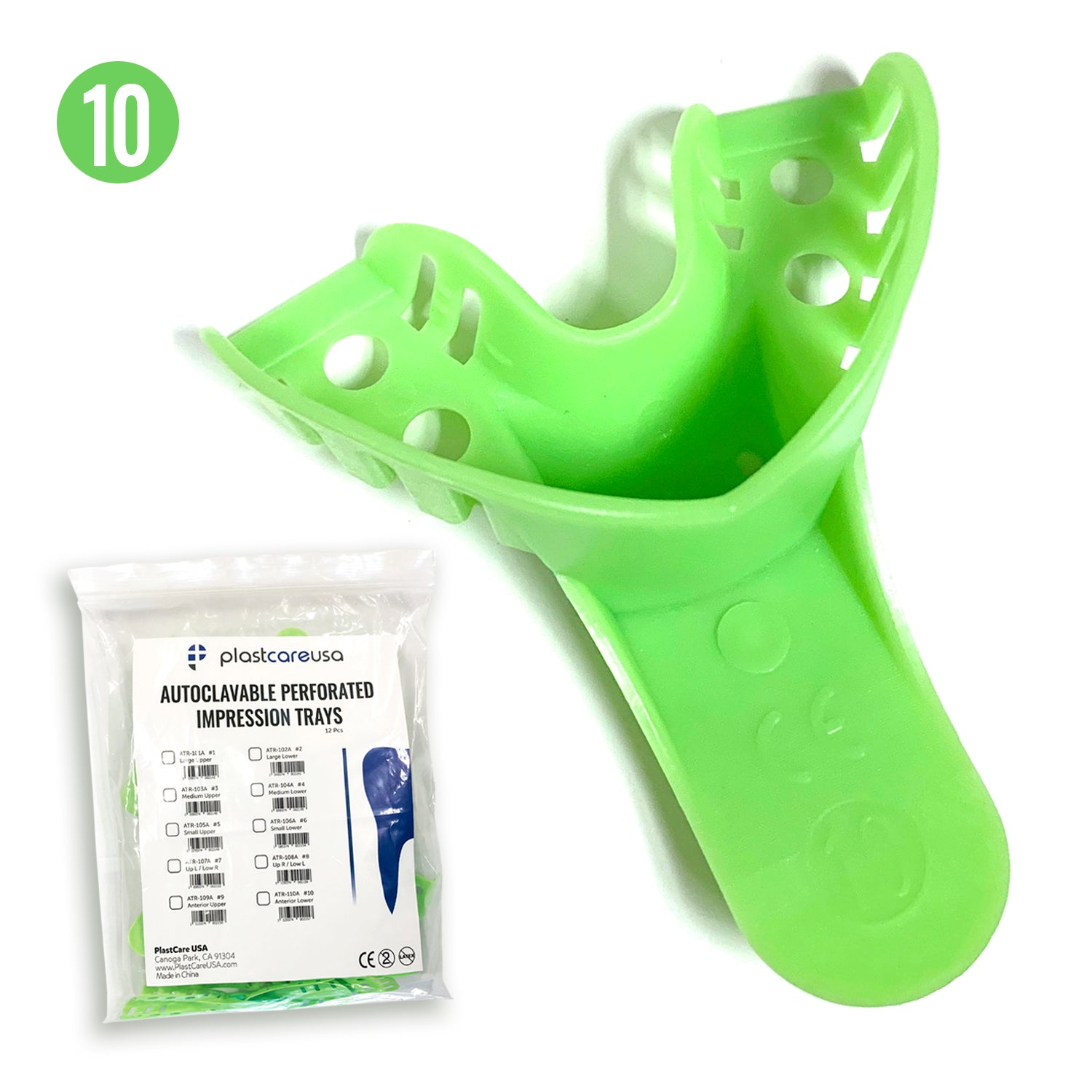 Anterior Lower #10 Autoclave Perforated Impression Trays (Bag of 12) | DoctorSupplies.com