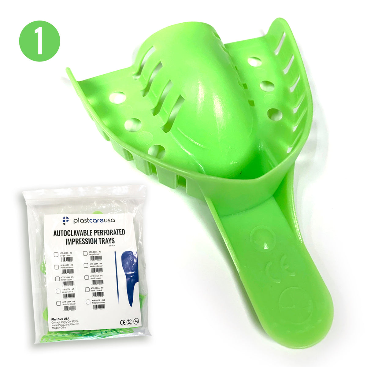 #1 Large Upper Autoclave Perforated Impression Trays (12/Bag) - front view | DoctorSupplies.com