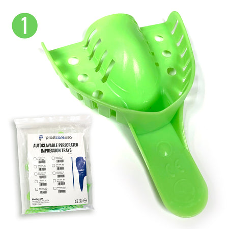 #1 Large Upper Autoclave Perforated Impression Trays (12/Bag) - front view | DoctorSupplies.com