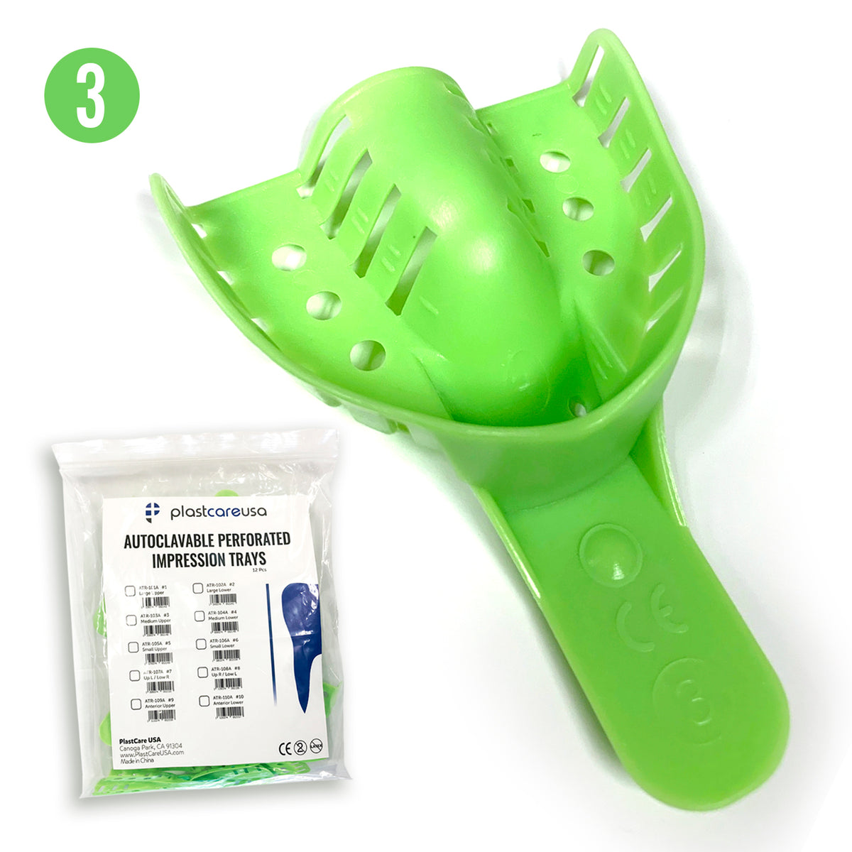 #3 Medium Upper Autoclave Perforated Impression Trays (12/Bag) | DoctorSupplies.com