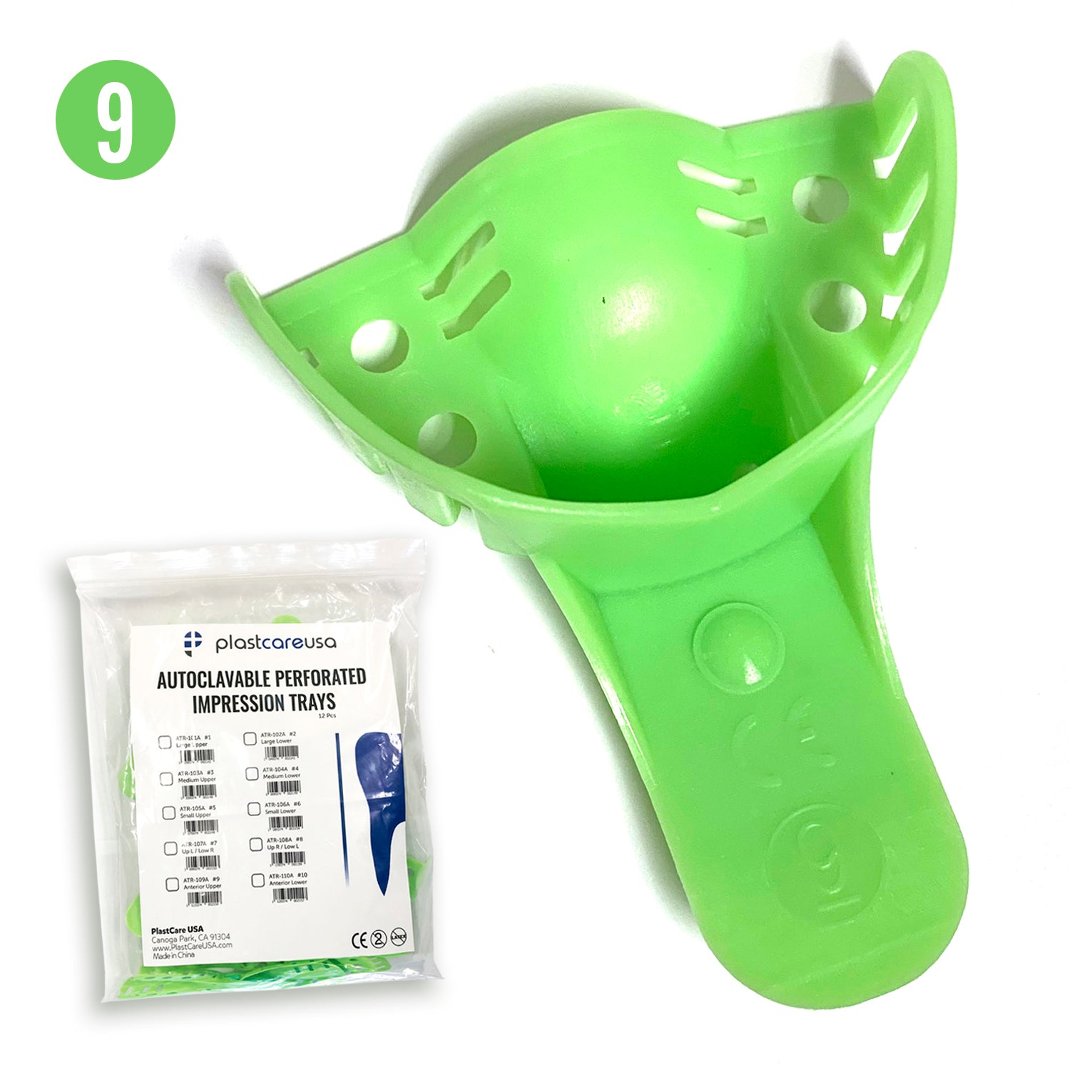 #9 Anterior Upper Autoclave Perforated Impression Trays (12/Bag) | DoctorSupplies.com