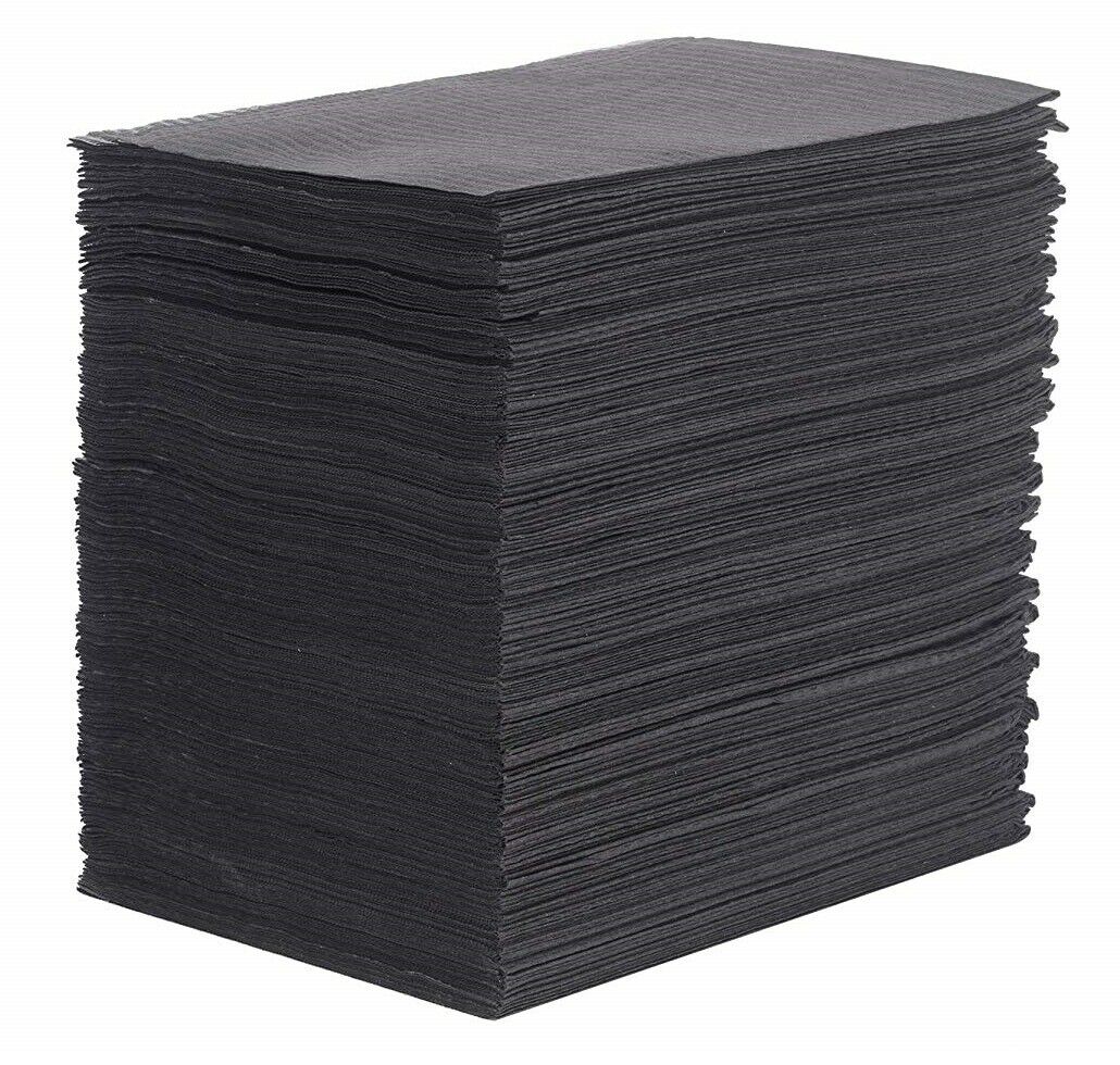 500 Black 3-Ply Dental Patient Bibs by PlastCare USA - back view | DoctorSupplies.com