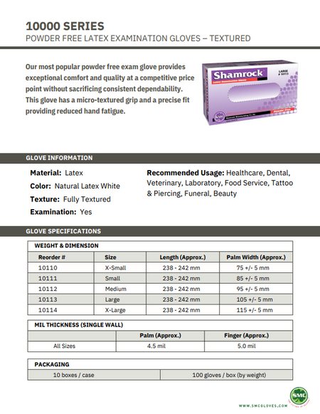 1000 Large Latex Shamrock 10000 Series Medical Examination Gloves (Powder Free) - My DDS Supply