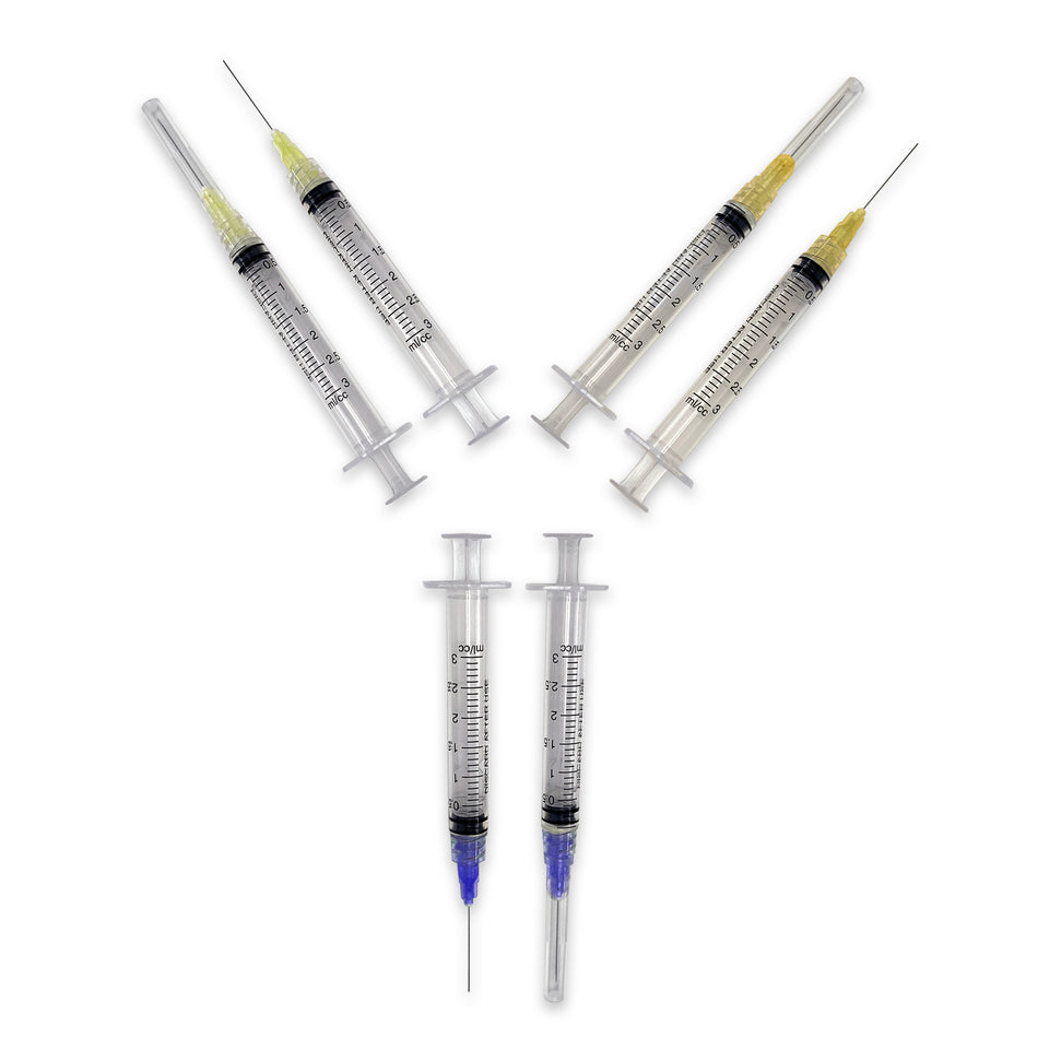 100 x 3cc 25 Gauge Irrigation Syringes & Tips, Orange (1 Box) by PlastCare USA - My DDS Supply