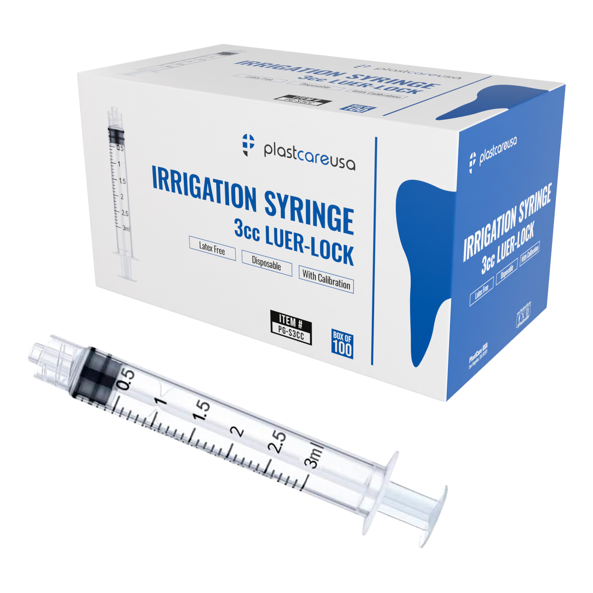 3ml Luer Lock Syringes Non-Sterile (100/Box) - Dental | DoctorSupplies.com