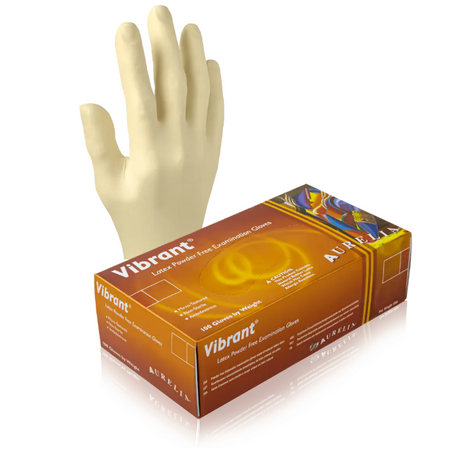 Aurelia Vibrant White Latex Gloves 5mil - 1000/Case | DoctorSupplies.com