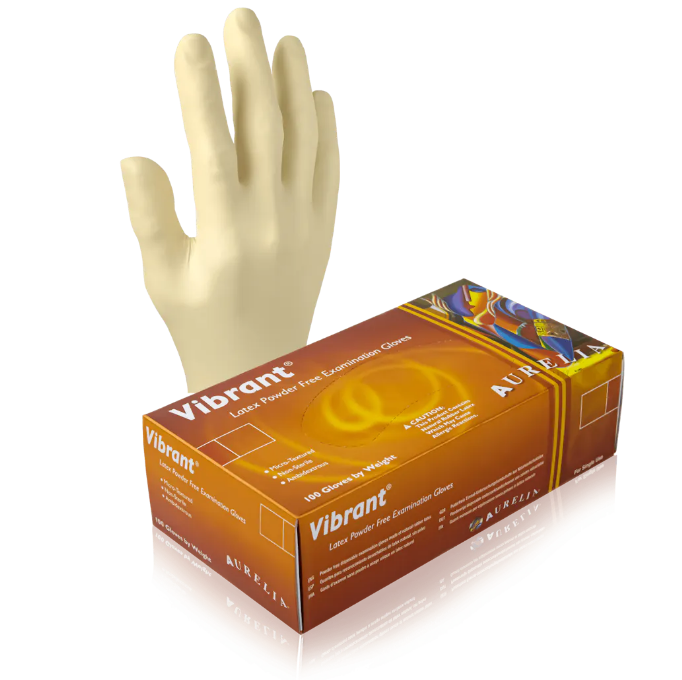 Aurelia Vibrant White Latex Gloves XS 100ct | 5 mil | DoctorSupplies.com