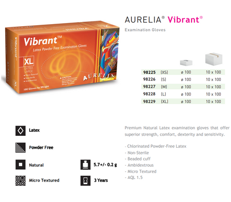 Aurelia Vibrant White Latex Gloves 5mil - 1000/Case - front view | DoctorSupplies.com