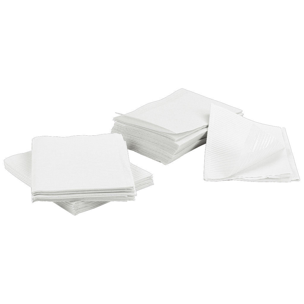 White 3-Ply Dental Patient Bibs 13x18 - Case of 500 | DoctorSupplies.com